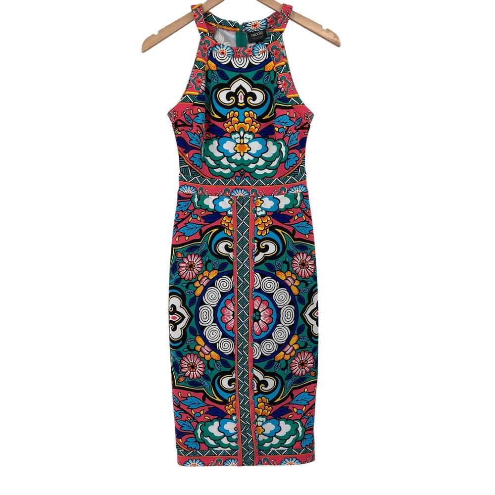 Nicole by Nicole Miller Womens XS Sheath Dress Multicolor Floral Stretch